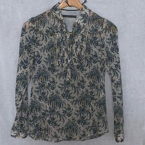 Zara Basic floral long sleeve top size s.